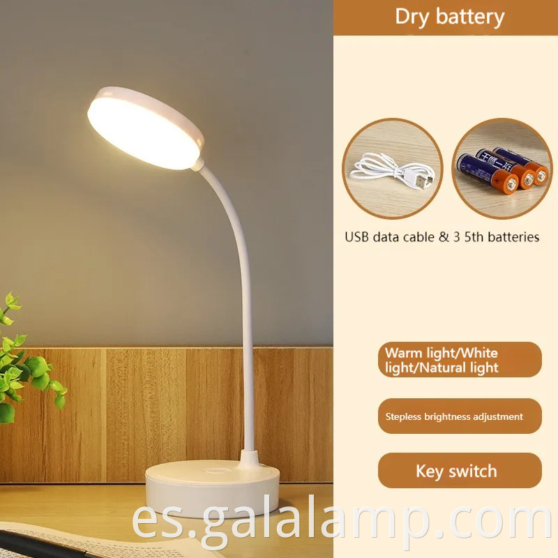 Lámpara de mesa LED de batería de 3*AA de eficiencia energética para estudio y lectura